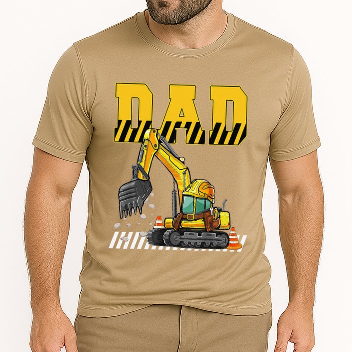 Funny Dad Construction Excavator Matching Family Cooling Performance Crew T-Shirt