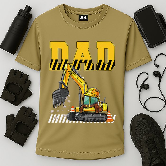 Funny Dad Construction Excavator Matching Family Cooling Performance Crew T-Shirt