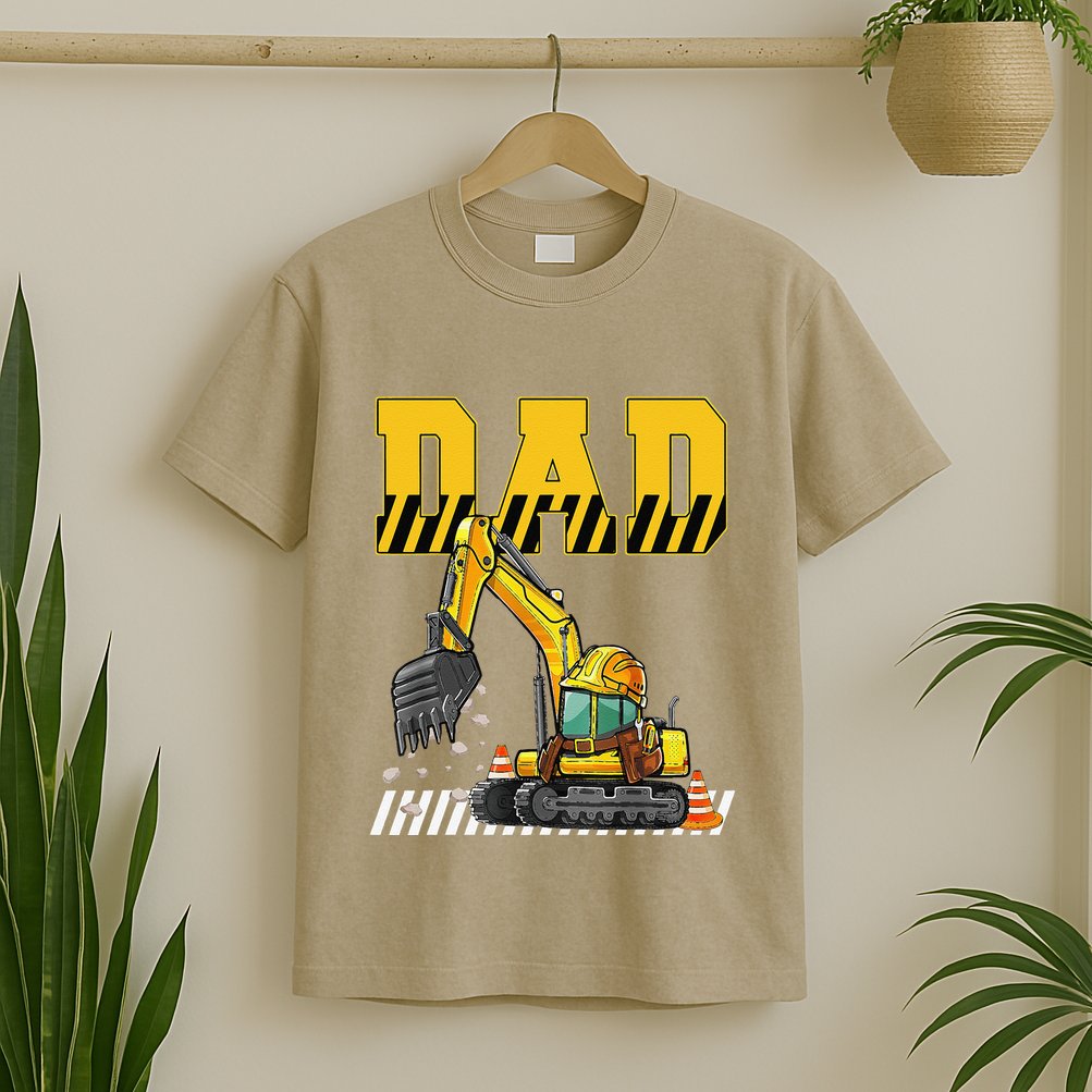 Funny Dad Construction Excavator Matching Family T-Shirt