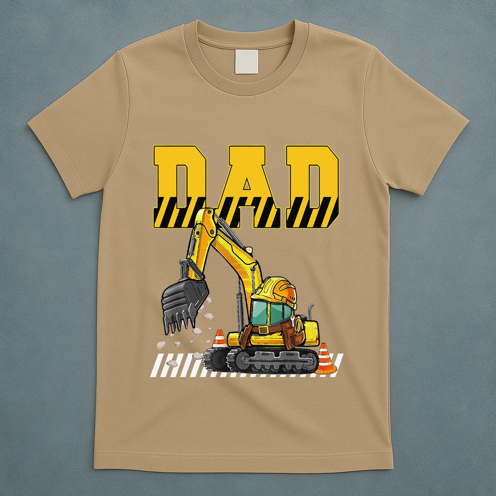 Funny Dad Construction Excavator Matching Family T-Shirt