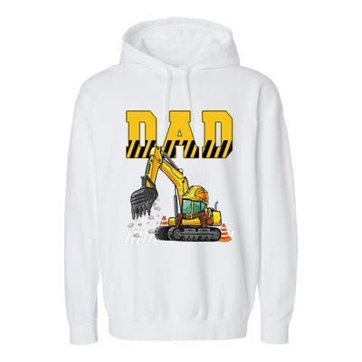 Funny Dad Construction Excavator Matching Family Garment-Dyed Fleece Hoodie