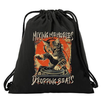 Funny Dj Cat Disco Sound Tech Headphone Music Drawstring Bag