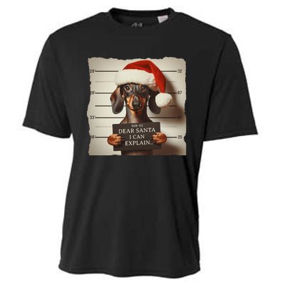 Funny Dachshund Christmas Dear Santa I Can Explain Weiner Gift Cooling Performance Crew T-Shirt