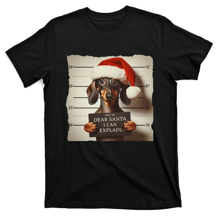 Funny Dachshund Christmas Dear Santa I Can Explain Weiner Gift T-Shirt