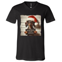 Funny Dachshund Christmas Dear Santa I Can Explain Weiner Gift V-Neck T-Shirt