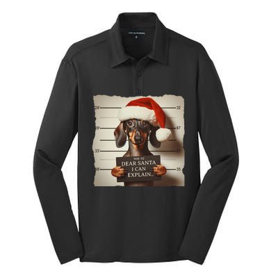 Funny Dachshund Christmas Dear Santa I Can Explain Weiner Gift Silk Touch Performance Long Sleeve Polo