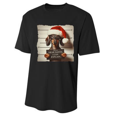 Funny Dachshund Christmas Dear Santa I Can Explain Weiner Gift Performance Sprint T-Shirt