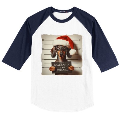 Funny Dachshund Christmas Dear Santa I Can Explain Weiner Gift Baseball Sleeve Shirt