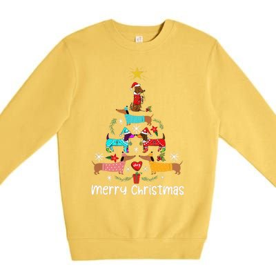 Funny Dachshund Christmas Tree Ornament Premium Crewneck Sweatshirt