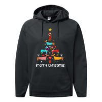 Funny Dachshund Christmas Tree Ornament Performance Fleece Hoodie