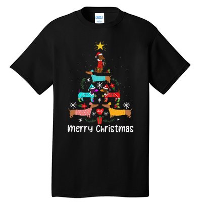 Funny Dachshund Christmas Tree Ornament Tall T-Shirt