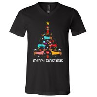 Funny Dachshund Christmas Tree Ornament V-Neck T-Shirt