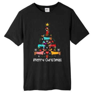 Funny Dachshund Christmas Tree Ornament Tall Fusion ChromaSoft Performance T-Shirt