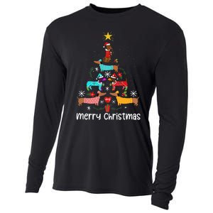 Funny Dachshund Christmas Tree Ornament Cooling Performance Long Sleeve Crew