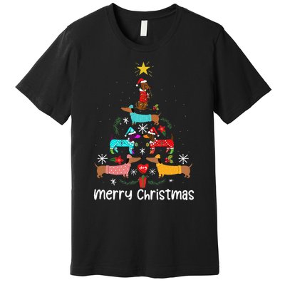 Funny Dachshund Christmas Tree Ornament Premium T-Shirt