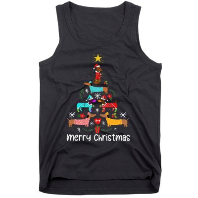 Funny Dachshund Christmas Tree Ornament Tank Top