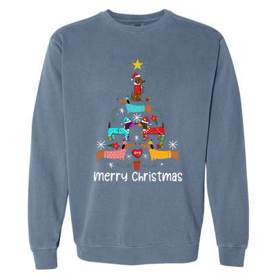 Funny Dachshund Christmas Tree Ornament Garment-Dyed Sweatshirt