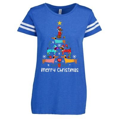 Funny Dachshund Christmas Tree Ornament Enza Ladies Jersey Football T-Shirt