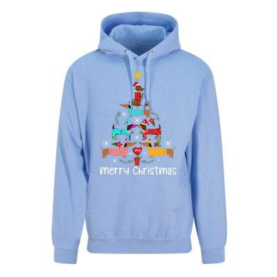 Funny Dachshund Christmas Tree Ornament Unisex Surf Hoodie