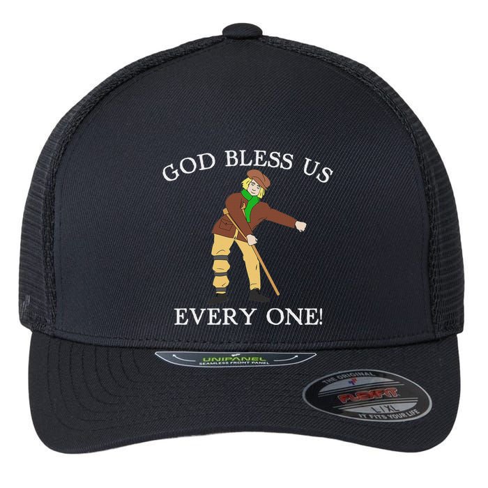 Floss Dance Christmas Carol Tiny Tim God Bless Us Everyone Flexfit Unipanel Trucker Cap