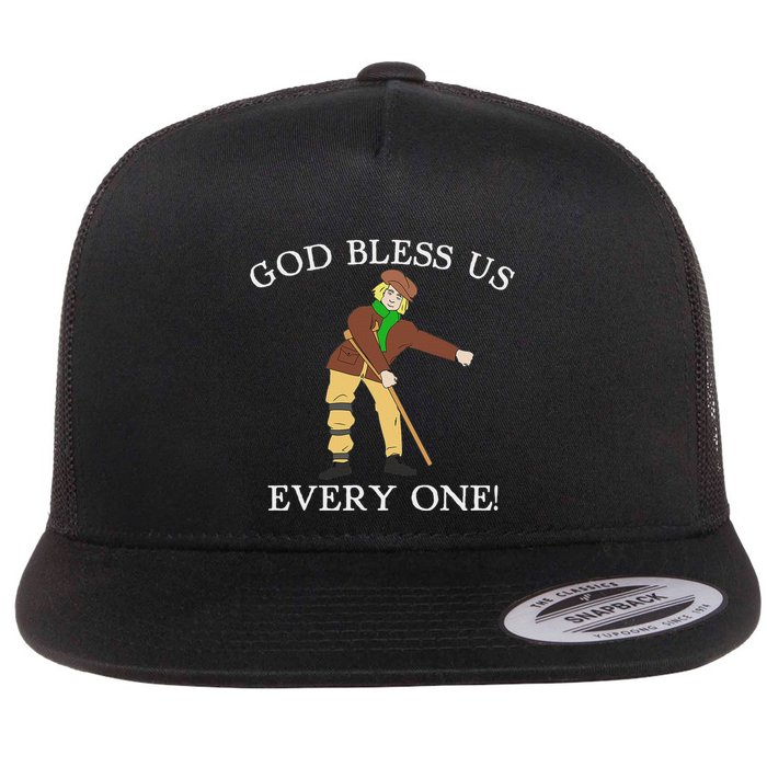 Floss Dance Christmas Carol Tiny Tim God Bless Us Everyone Flat Bill Trucker Hat