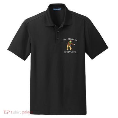 Floss Dance Christmas Carol Tiny Tim God Bless Us Everyone Dry Zone Grid Polo
