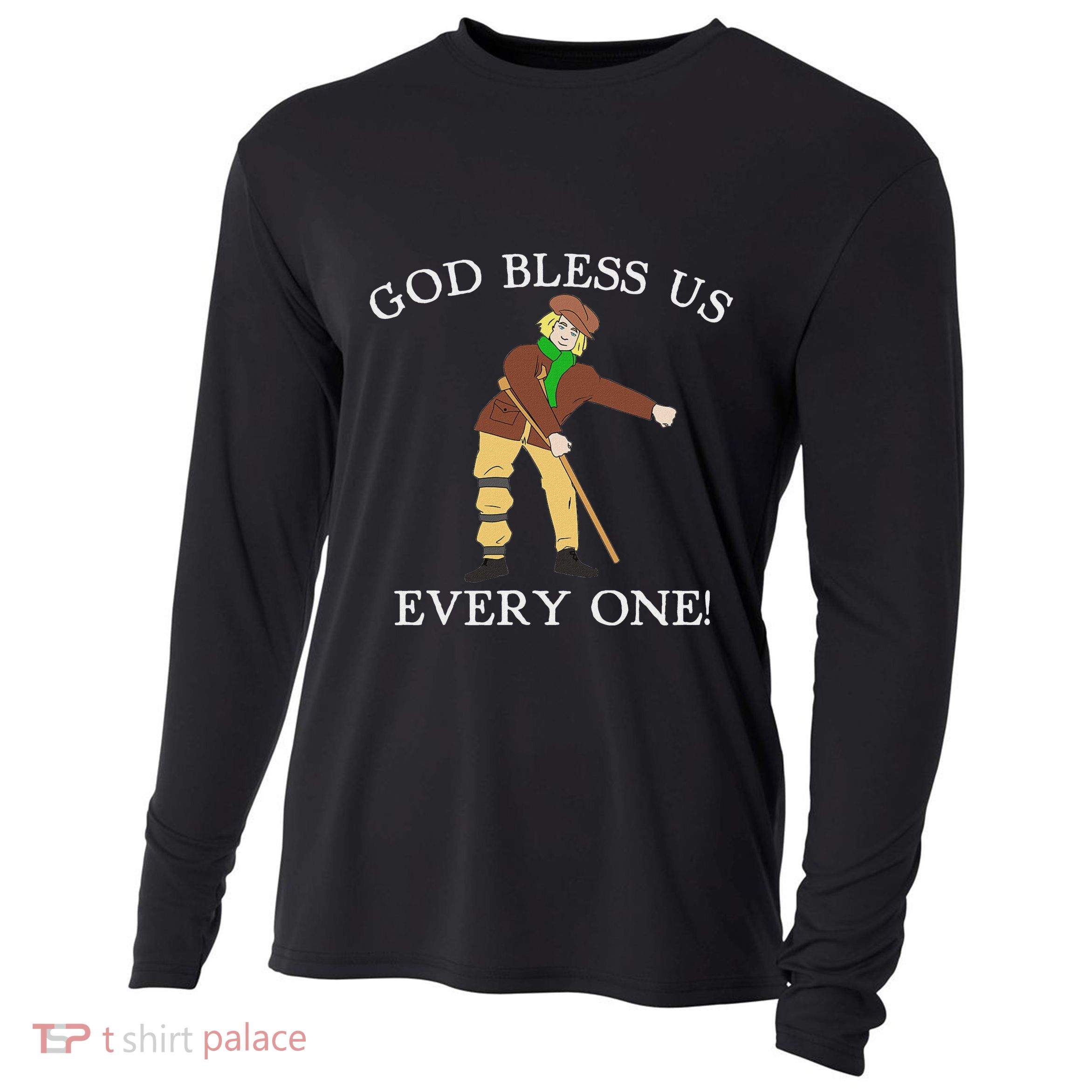 Floss Dance Christmas Carol Tiny Tim God Bless Us Everyone Cooling Performance Long Sleeve Crew