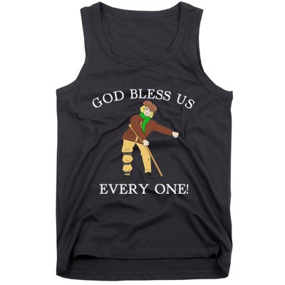Floss Dance Christmas Carol Tiny Tim God Bless Us Everyone Tank Top