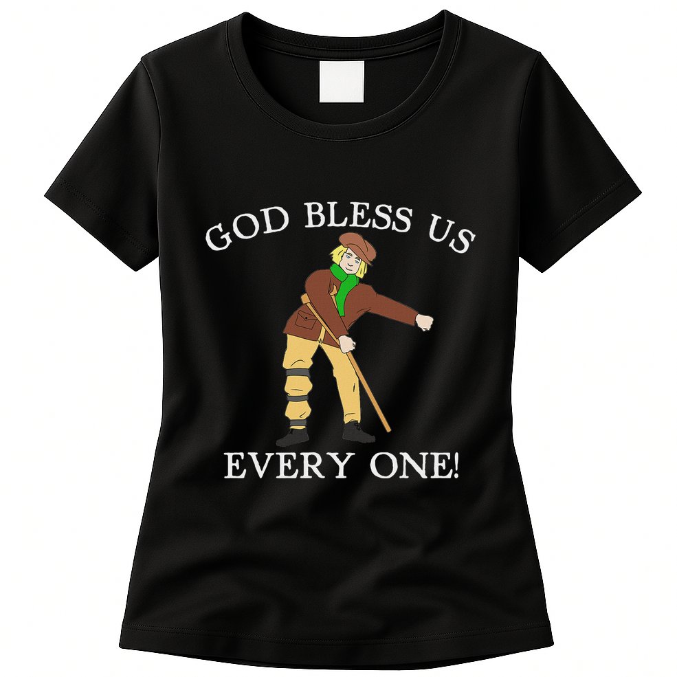 Floss Dance Christmas Carol Tiny Tim God Bless Us Everyone Womens T-Shirt