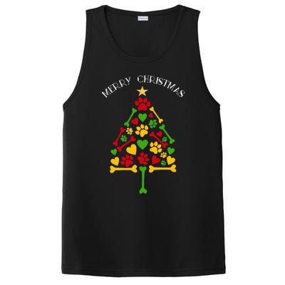 Funny Dog Cat Paws Hearts Christmas Tree Animal Lover Gift PosiCharge Competitor Tank