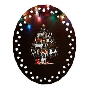 Funny Daisy Cows Christmas Tree Lights Cow Farm Lovers Xmas Ceramic Oval Ornament