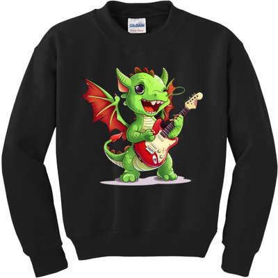 Fun Dragon Costume For Guitarists And Electric Guitar Lovers Kids Sweatshirt