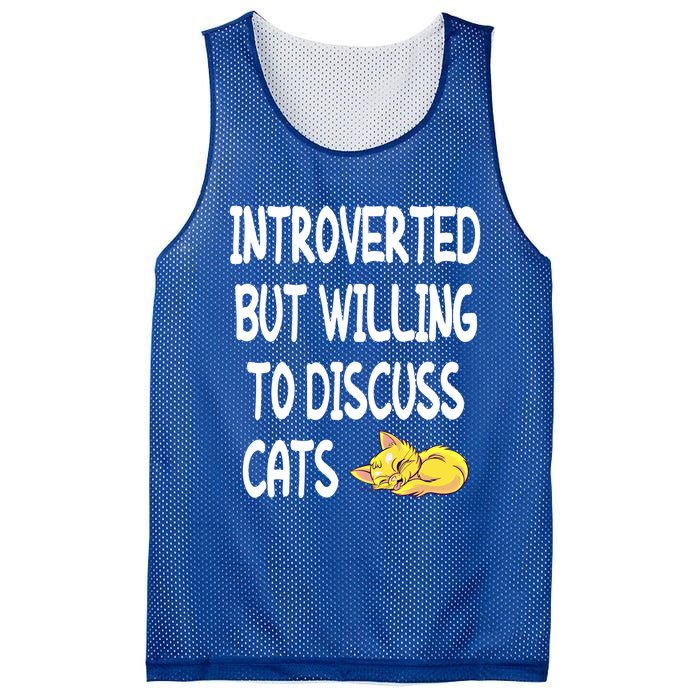 Funny Discuss Cats Introverted But Willing To Discuss Cats Gift Mesh Reversible Basketball Jersey Tank