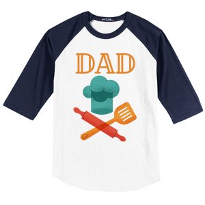 Fathers Day Cook Chef Baker For Dad Gift Baseball Sleeve Shirt