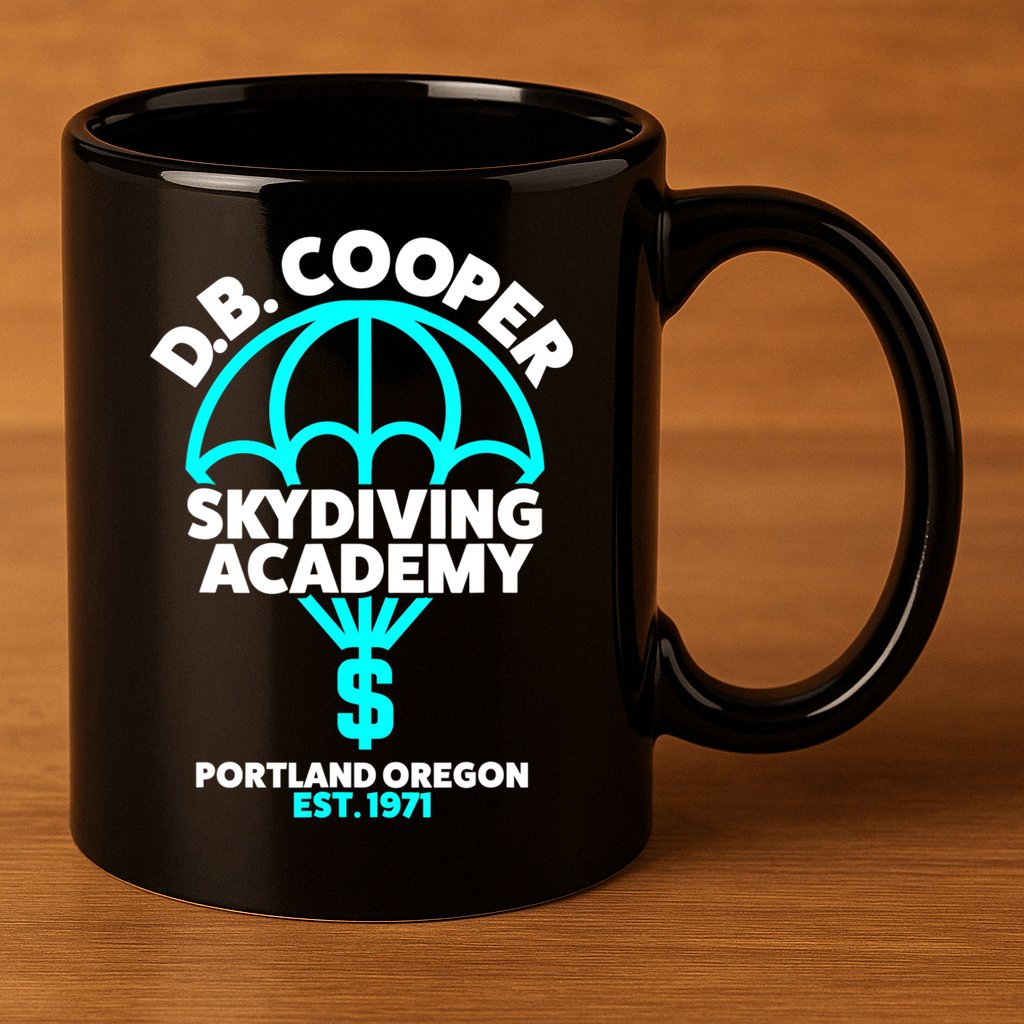 Funny D.B. Cooper Shirt DB Cooper Skydiving Academy 11oz C Handle Ceramic Mug
