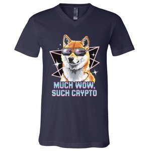 Funny Doge Crypto Meme Shiba Inu Government Efficiency V-Neck T-Shirt