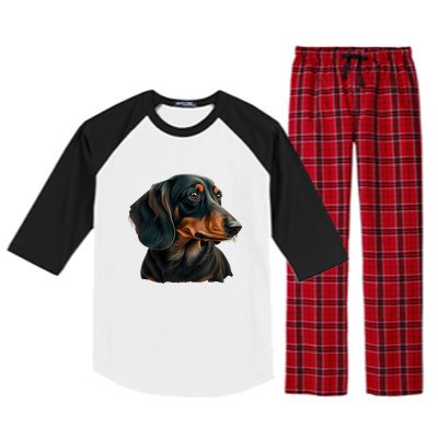 Funny Dachshund Cute Weiner Dog Gift Raglan Sleeve Pajama Set