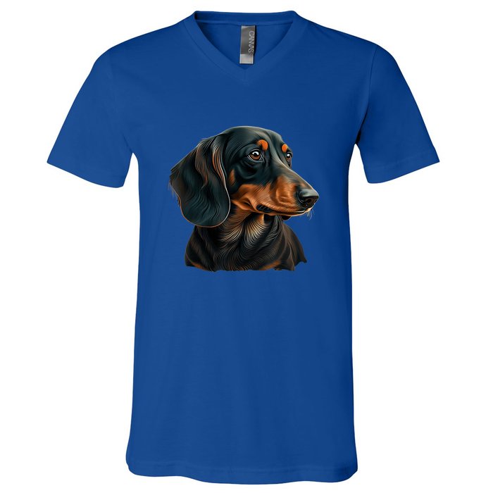 Funny Dachshund Cute Weiner Dog Gift V-Neck T-Shirt