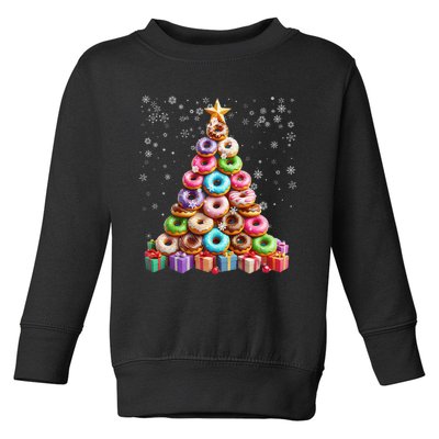 Funny Donuts Christmas Tree Lights Xmas Pjs Sweet Cake Toddler Sweatshirt