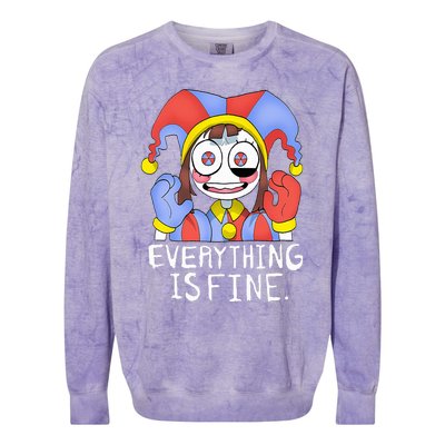 Funny digital circus pomni everything is fine  Colorblast Crewneck Sweatshirt