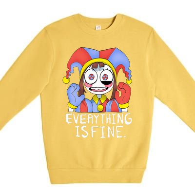 Funny digital circus pomni everything is fine  Premium Crewneck Sweatshirt