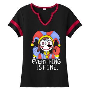 Funny digital circus pomni everything is fine  Ladies Halftime Notch Neck Tee