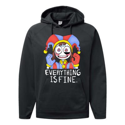 Funny digital circus pomni everything is fine  Performance Fleece Hoodie