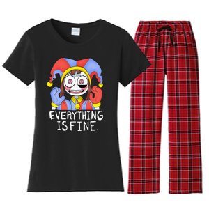 Funny digital circus pomni everything is fine  Women's Flannel Pajama Set