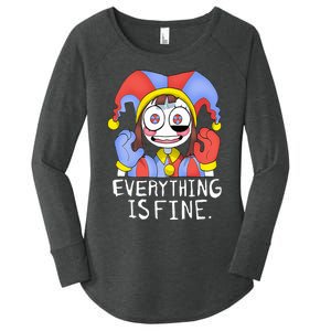 Funny digital circus pomni everything is fine  Women's Perfect Tri Tunic Long Sleeve Shirt