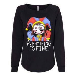 Funny digital circus pomni everything is fine  Womens California Wash Sweatshirt