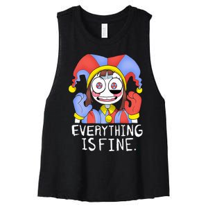 Funny digital circus pomni everything is fine  Women's Racerback Cropped Tank