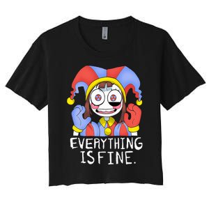 Funny digital circus pomni everything is fine  Women's Crop Top Tee