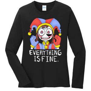 Funny digital circus pomni everything is fine  Ladies Long Sleeve Shirt