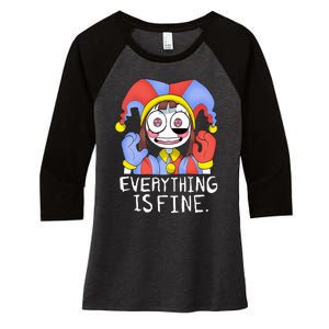 Funny digital circus pomni everything is fine  Women's Tri-Blend 3/4-Sleeve Raglan Shirt